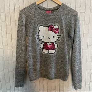 Hello Kitty Gray Sweater Sequins Size Small